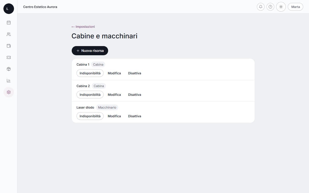 Più operatrici e receptionist su computer: schermata di lumora con dati di esempio